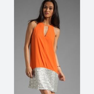 MM Couture by Miss Me  Sleveless Dress With Bottom Sequin in Orange Size XS